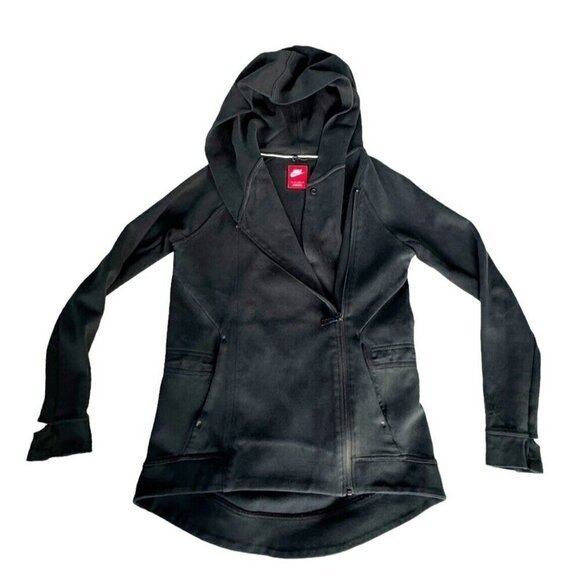 Nike Women's Sz XS Black Asymmetric Zip Tech Fleece Oversized Hoodie - Picture 11 of 11